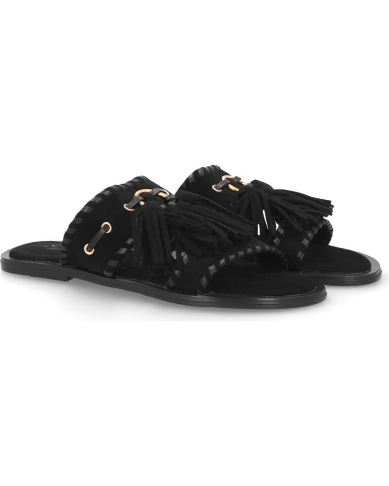 SPORT3PUNTO0 SANDALIAS PLANAS LL-2A030 NEGRO CON FLECOS Y BORLAS VARIOS COLORES