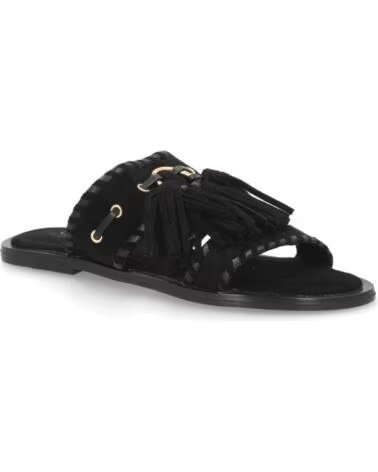 SPORT3PUNTO0 SANDALIAS PLANAS LL-2A030 NEGRO CON FLECOS Y BORLAS VARIOS COLORES