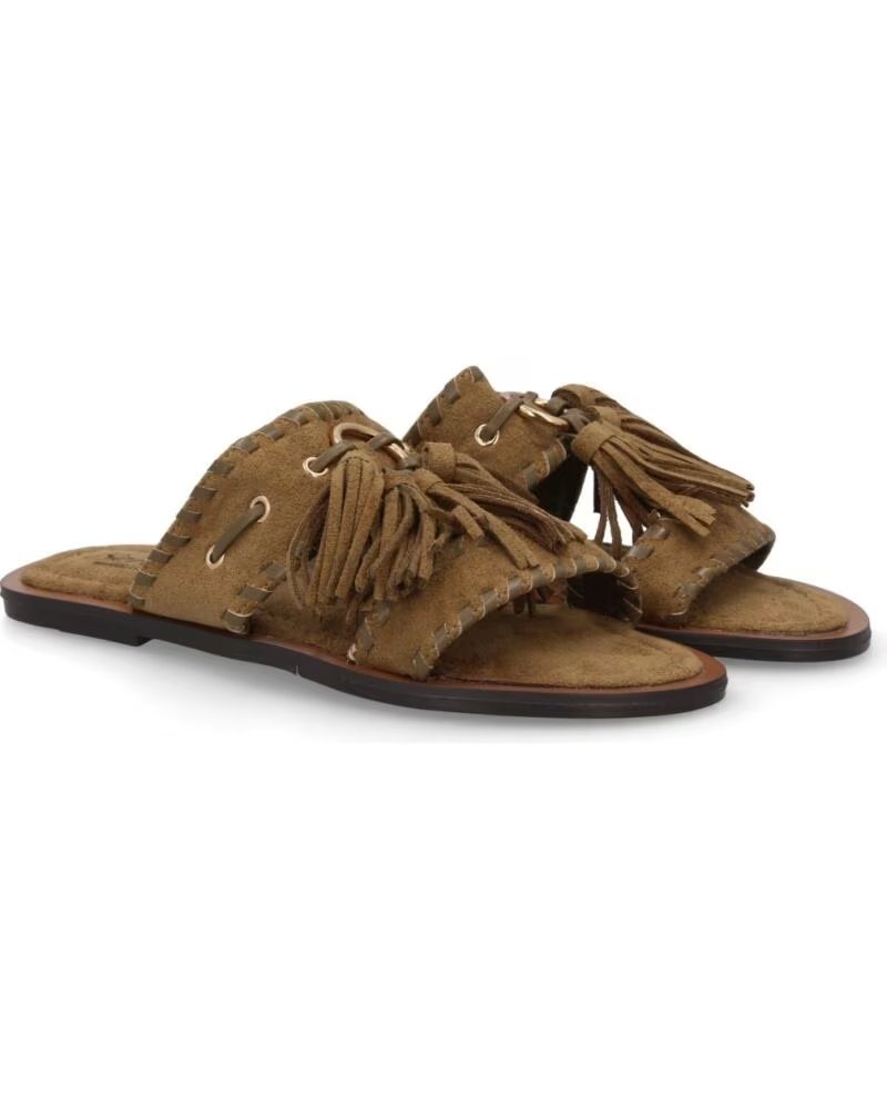 SPORT3PUNTO0 LL-2A030 SANDALIAS PLANAS DE ANTE CON FLECHOS Y BORLAS VERDE VARIOS COLORES