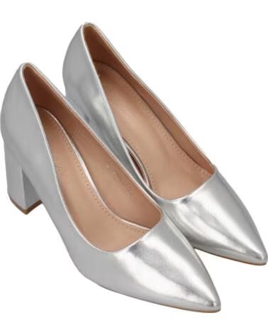 SPORT3PUNTO0 TY205 ZAPATOS DE SALÓN PLATEADOS CON TACÓN ANCHO VARIOS COLORES