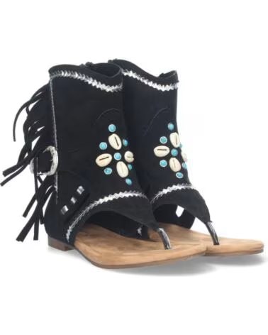 SPORT3PUNTO0 SANDALIAS BOTÍN JH-168 NEGRAS FLECOS CON ABALORIOS VARIOS COLORES