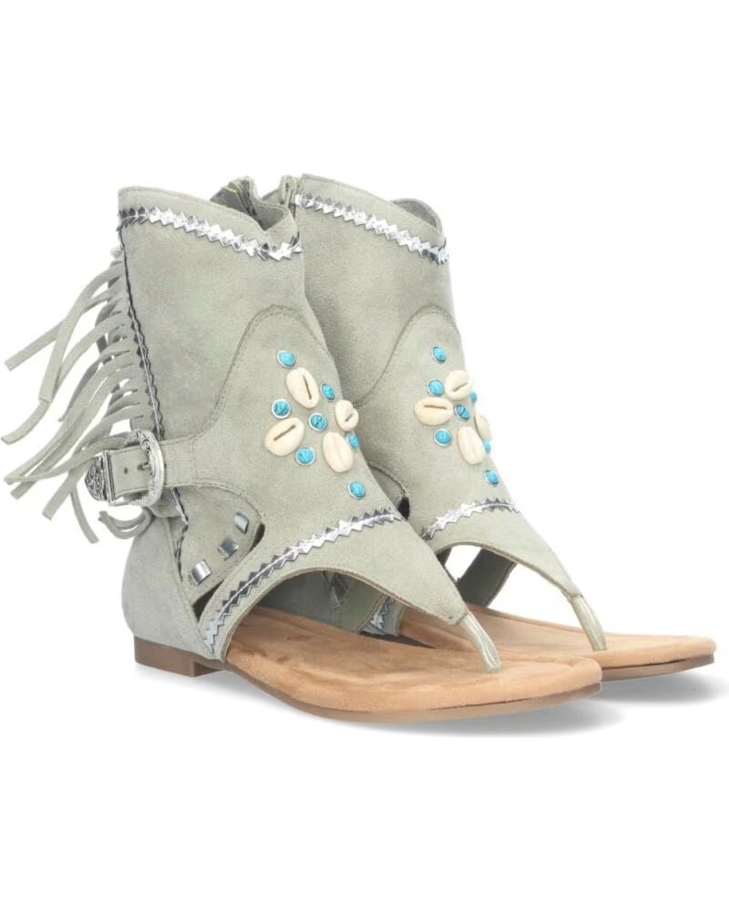SPORT3PUNTO0 JH-168 SANDALIAS PLANAS ESTILO BOTA CON FLECOS Y CONCHAS VARIOS COLORES