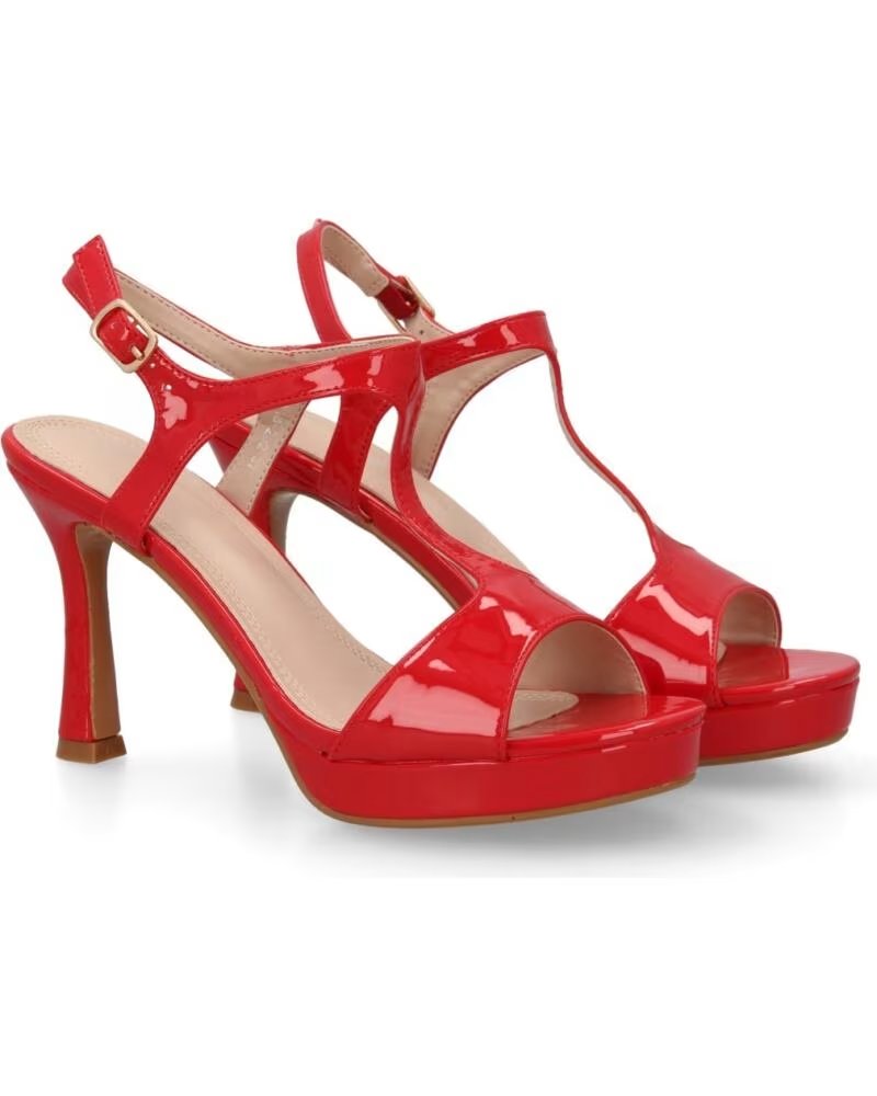 SPORT3PUNTO0 W18-202 SANDALIAS DE TACÓN ALTO CON PLATAFORMA Y TIRAS EN T EN ROJO VARIOS COLORES