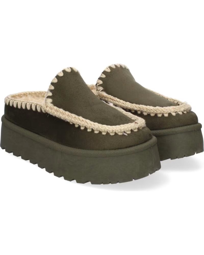 SPORT3PUNTO0 VRA-1193 PLATEAU-CLOGS AUS GRÜNEM WILDLEDER VARIOS COLORES