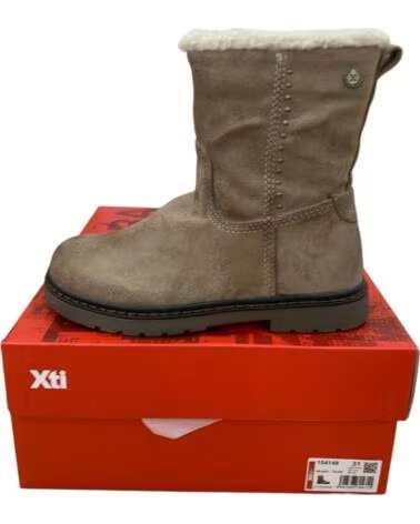 GIRLS CASUAL BOOTS XTI KIDS 154148 TAUPE WITH FAUX FUR DETAIL MARRóN
