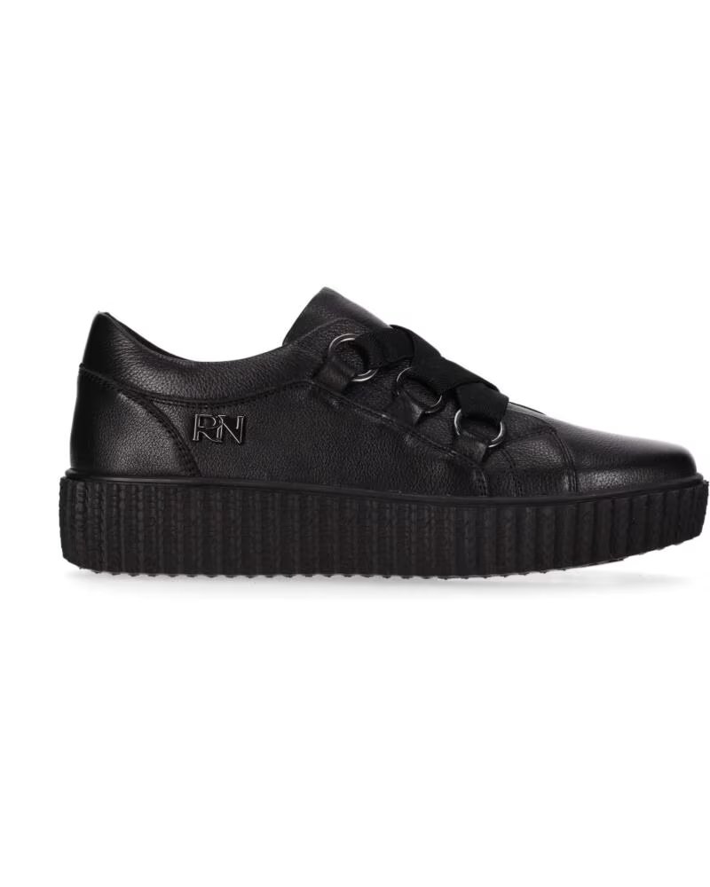 CHIKA10 RE TIPUANA 04 ZAPATOS DE PIEL PLANO NEGRO-BLACK