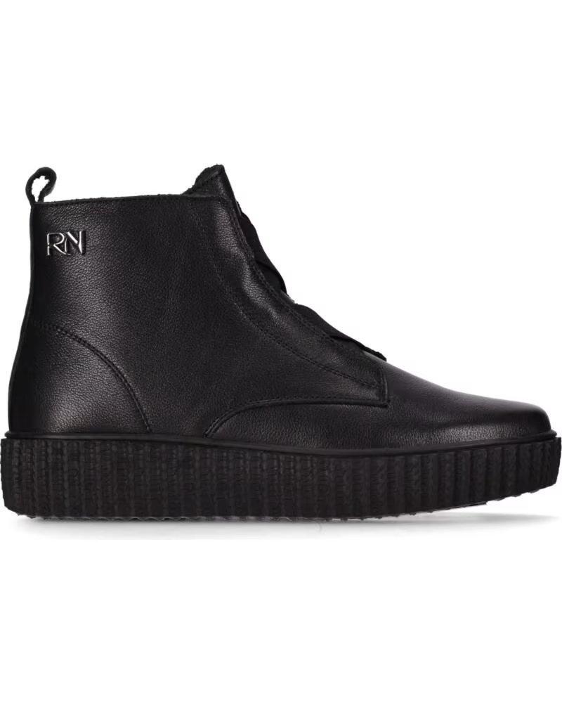 CHIKA10 RE TIPUANA 03 BOTINES DE PIEL PLANOS NEGRO-BLACK