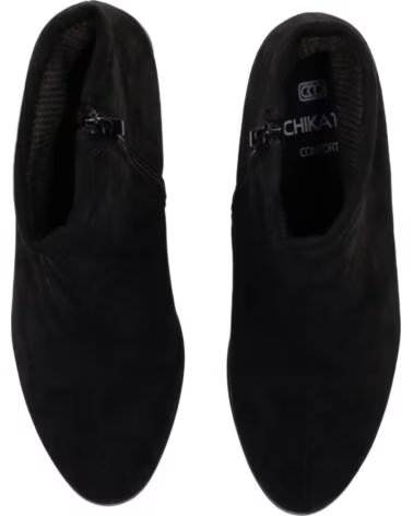 CHIKA10 BOTINES DE PIEL CON CUÑA ALTA PARA MUJER ST AZULADO 04 NEGRO-BLACK