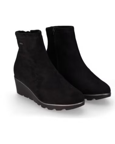 CHIKA10 BOTINES DE PIEL CON CUÑA ALTA PARA MUJER ST AZULADO 04 NEGRO-BLACK