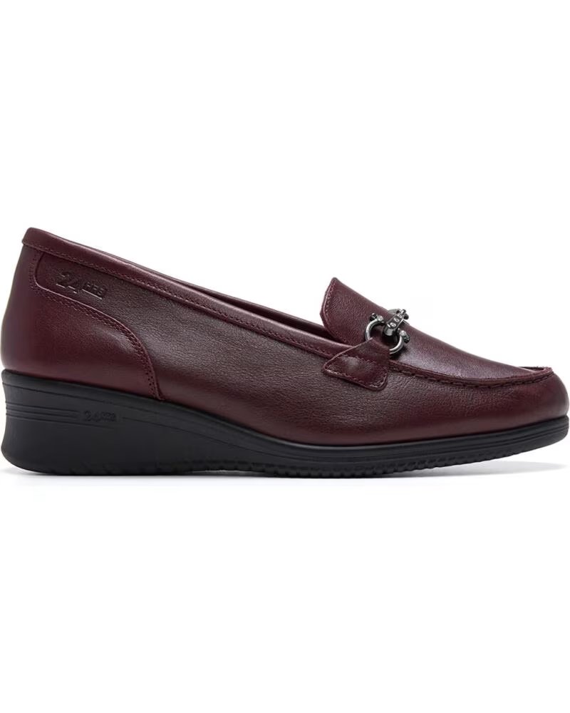 MOCASSINS EM COURO PARA MULHER 24 HORAS 26947 BORDÔ AZUL