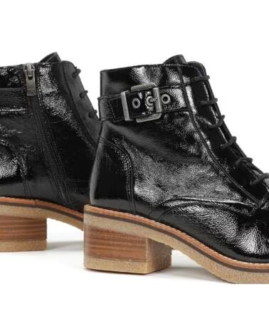 BOTINES D8686 LUCERO DE PIEL CON CORDONES Y HEBILLA PARA MUJER NEGRO