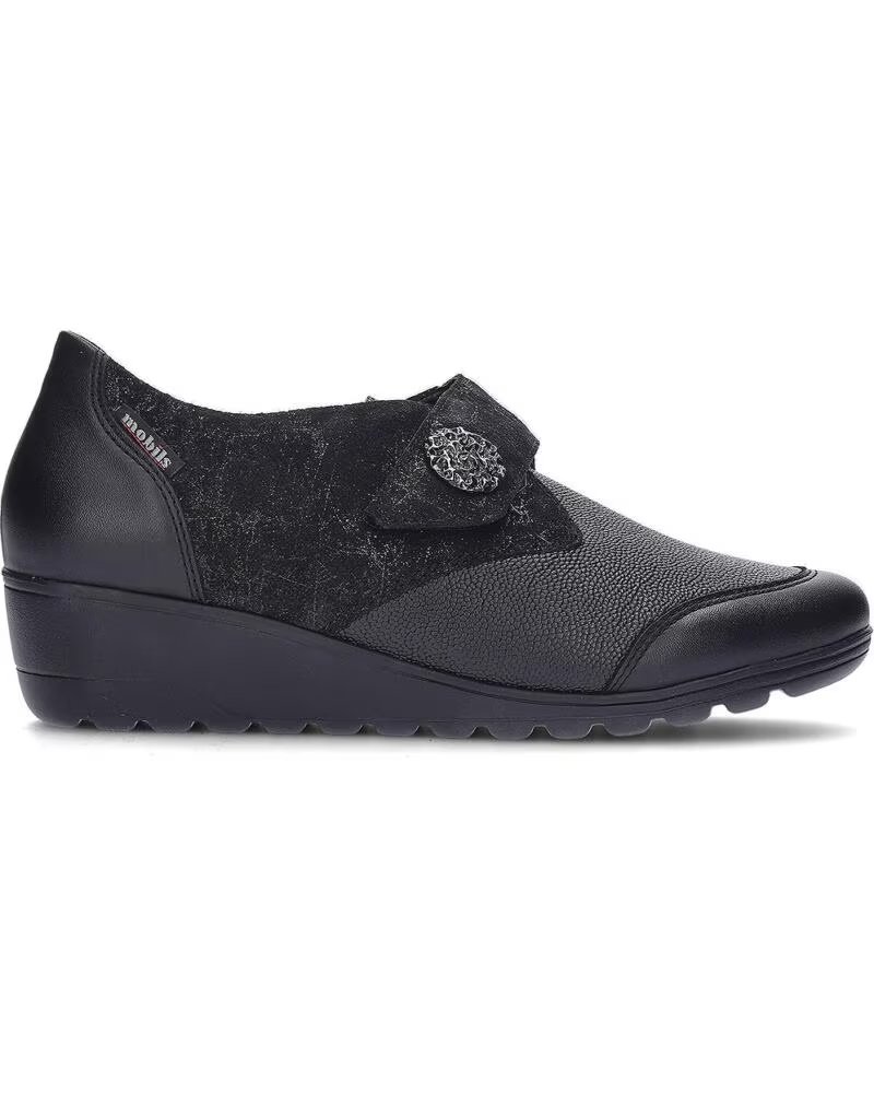 MEPHISTO BRANDA BLACK - ZAPATOS DE CUÑA PARA MUJER