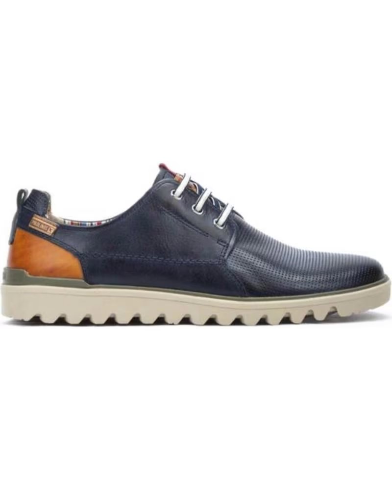 Chaussures Homme Pikolinos TABERNAS En Cuir Véritable - Lacets - Semelle Intérieure Amovible - Style Élégant Et Confortable - Réf. M5V4175 Bleu