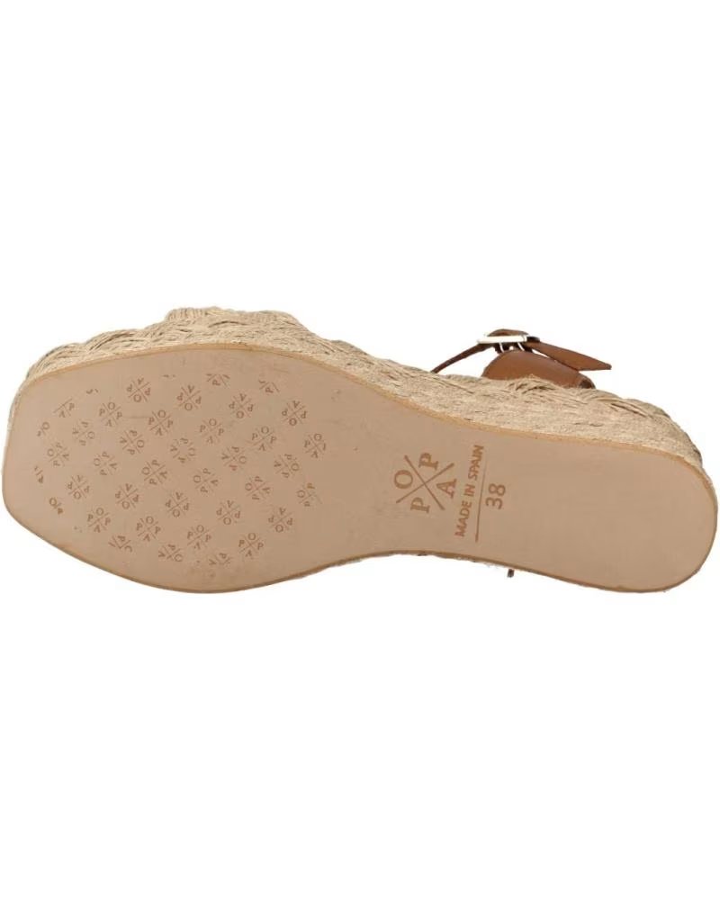 Sandalias De Cuña POPA CAMERUN Para Mujer - Metalizado Oro, Plataforma 8cm, Yute Y Serraje - Hechas En España