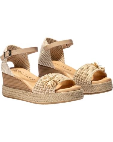 Woman Sandals PITILLOS CUNA RAFIA FLOR BEIGE