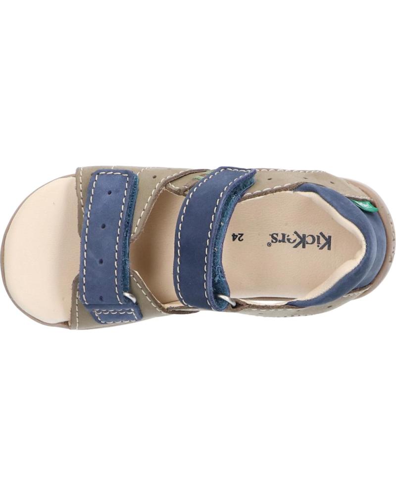 Sandales De Nino KICKERS 785408 10 BOPING 2 GOLF NUBUCK 203 KAKI BLEU