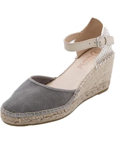 Sandalias de Mujer NATURAL WORLD 50-LUZ CUNA YUTE 5 CM TIRA GRIS CLARO