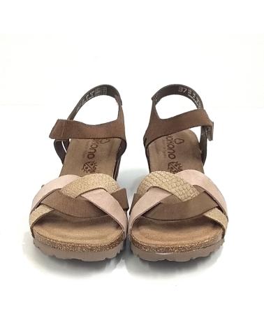 Sandalias de Mujer YOKONO SANDALIA DE PIEL CON CIERRE DE VELCRO Y CUNA DE CORCHO VISONMULTI