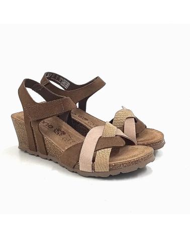 Sandalias de Mujer YOKONO SANDALIA DE PIEL CON CIERRE DE VELCRO Y CUNA DE CORCHO VISONMULTI